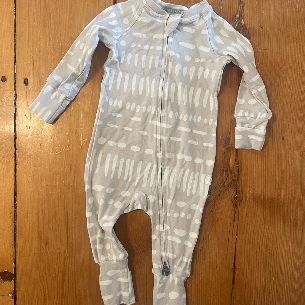 3-6 mo Loulou Lollipop Tencel Gray Patterned Baby Convertible One Piece